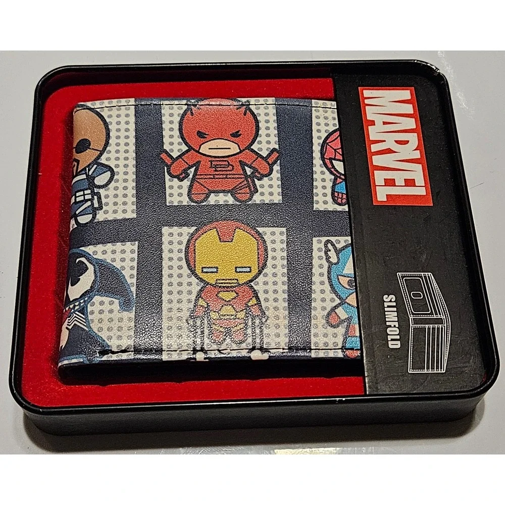 Marvel Comics Slimfold Wallet with Collectible Tin - Avengers Comic Book Style
